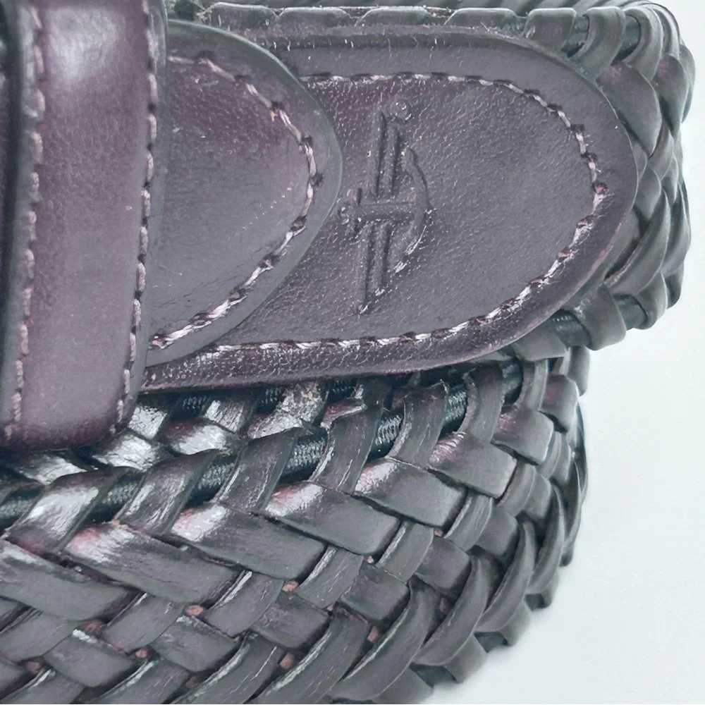 DOCKERS Men’s Braided Genuine Leather Belt Dark Brown Silver‎ Buckle Size 40/100